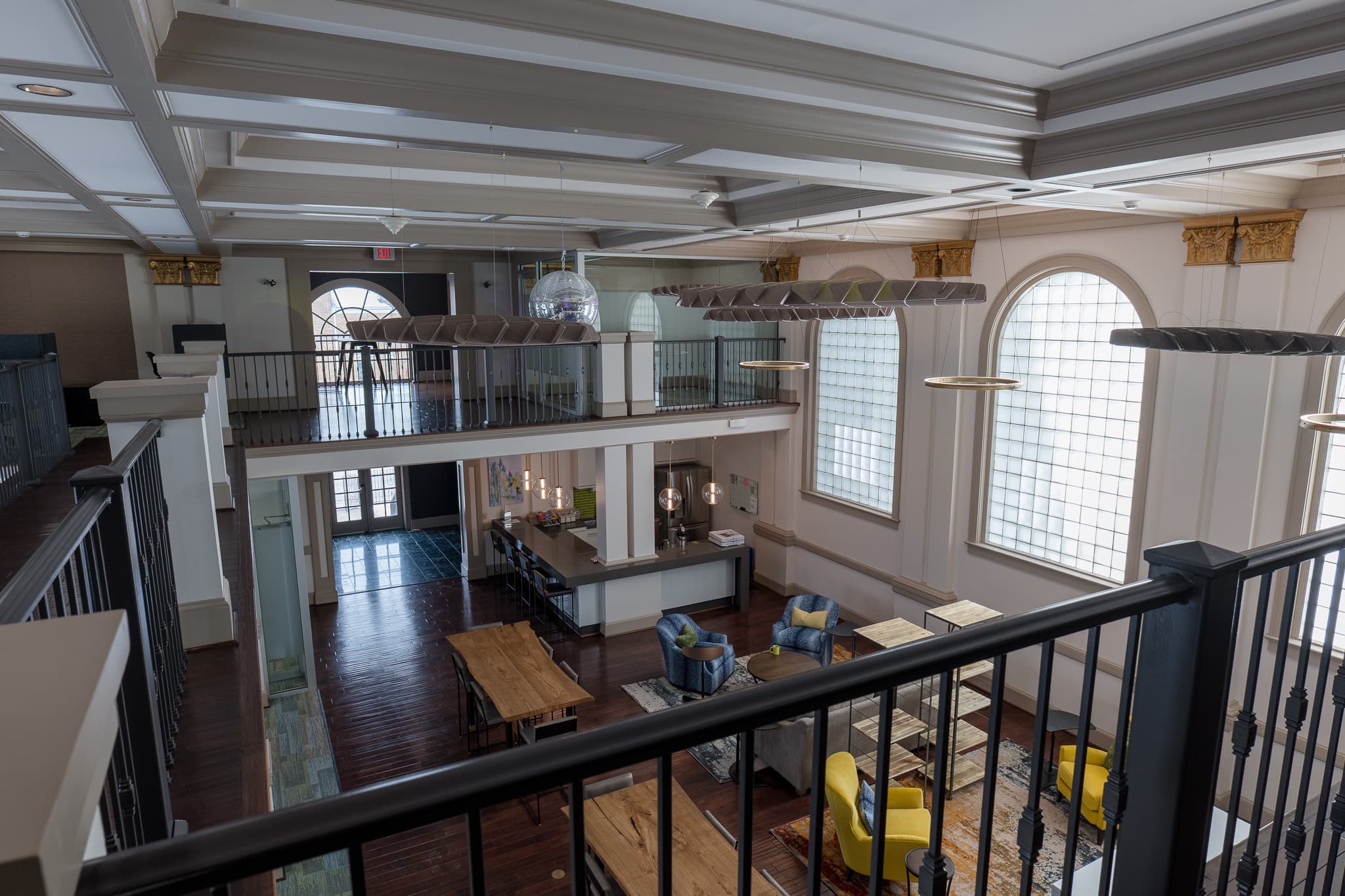 View of Coworking Space from Mezzanine View of Coworking Space from Mezzanine