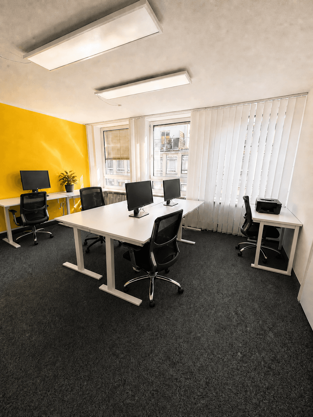 A cheerful, colorful office that adds a bit of energy and personality to the workday. A cheerful, colorful office that adds a bit of energy and personality to the workday.