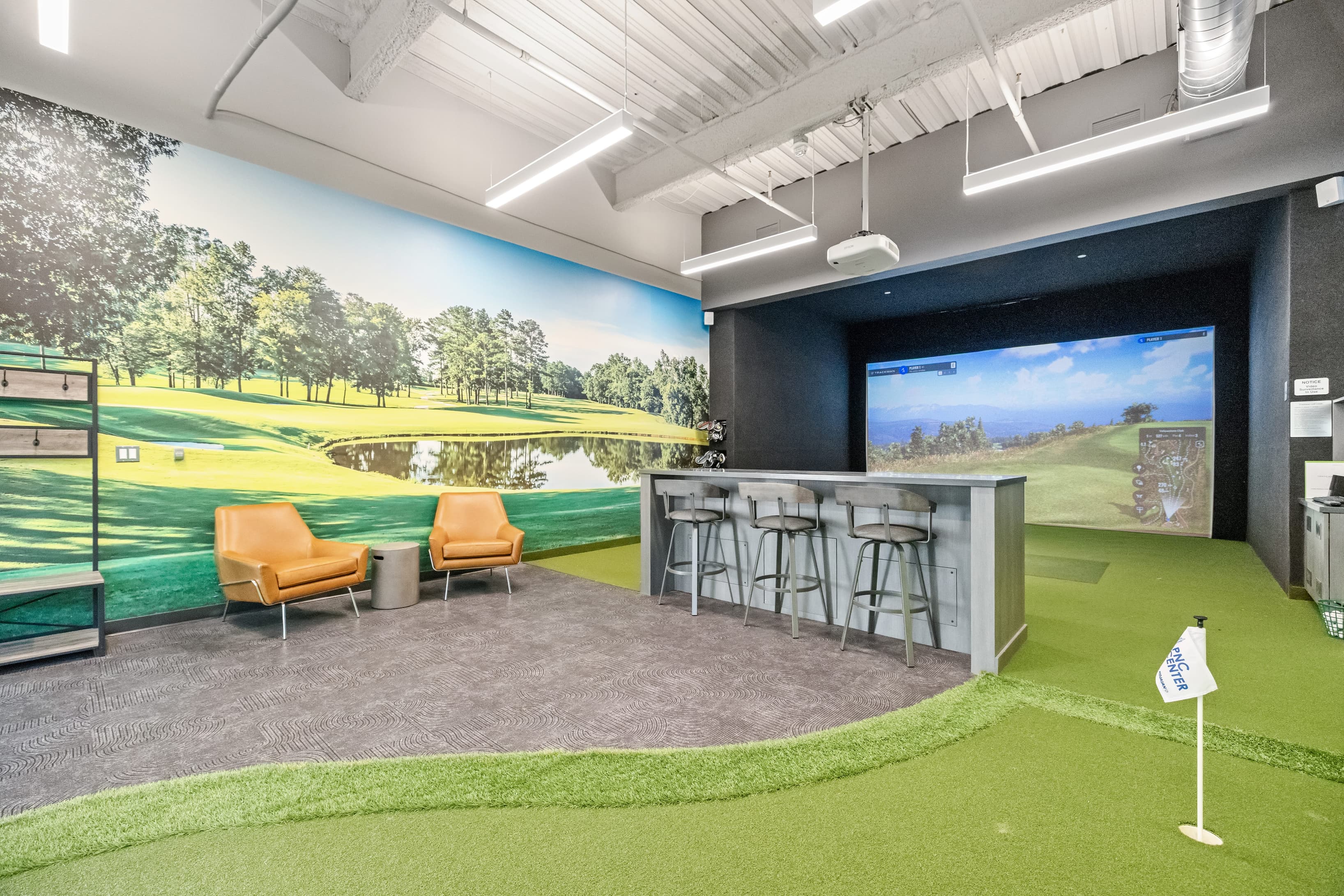 Members with Dedicated Space (Private Office, Cubicle, or Desk) have FREE access to the Building's Golf Simulator! Members with Dedicated Space (Private Office, Cubicle, or Desk) have FREE access to the Building's Golf Simulator!