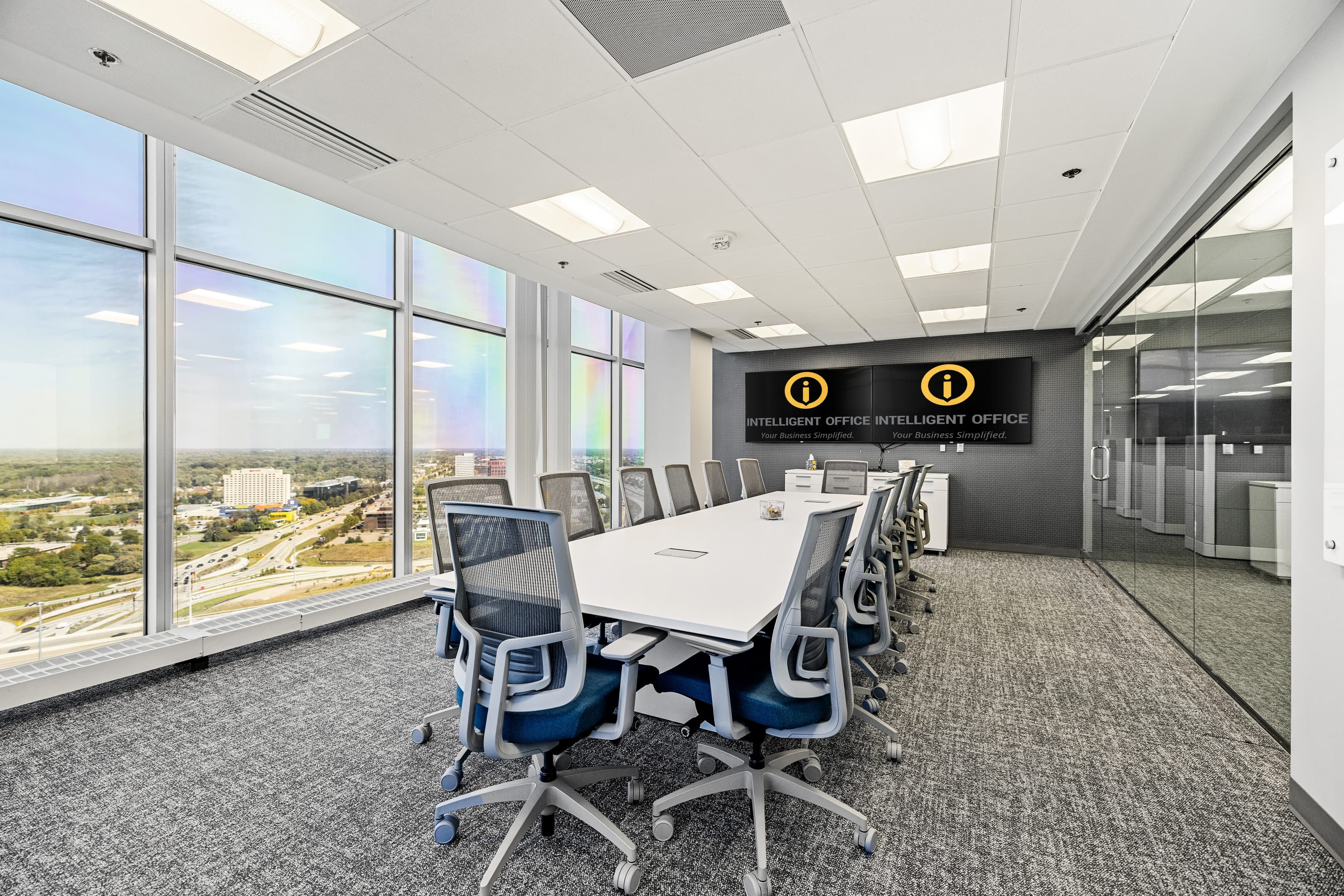 The Skyline Conference room features 2 walls of floor to (above) ceiling windows, two flat screen TVs, and White Board. The Skyline Conference room features 2 walls of floor to (above) ceiling windows, two flat screen TVs, and White Board.