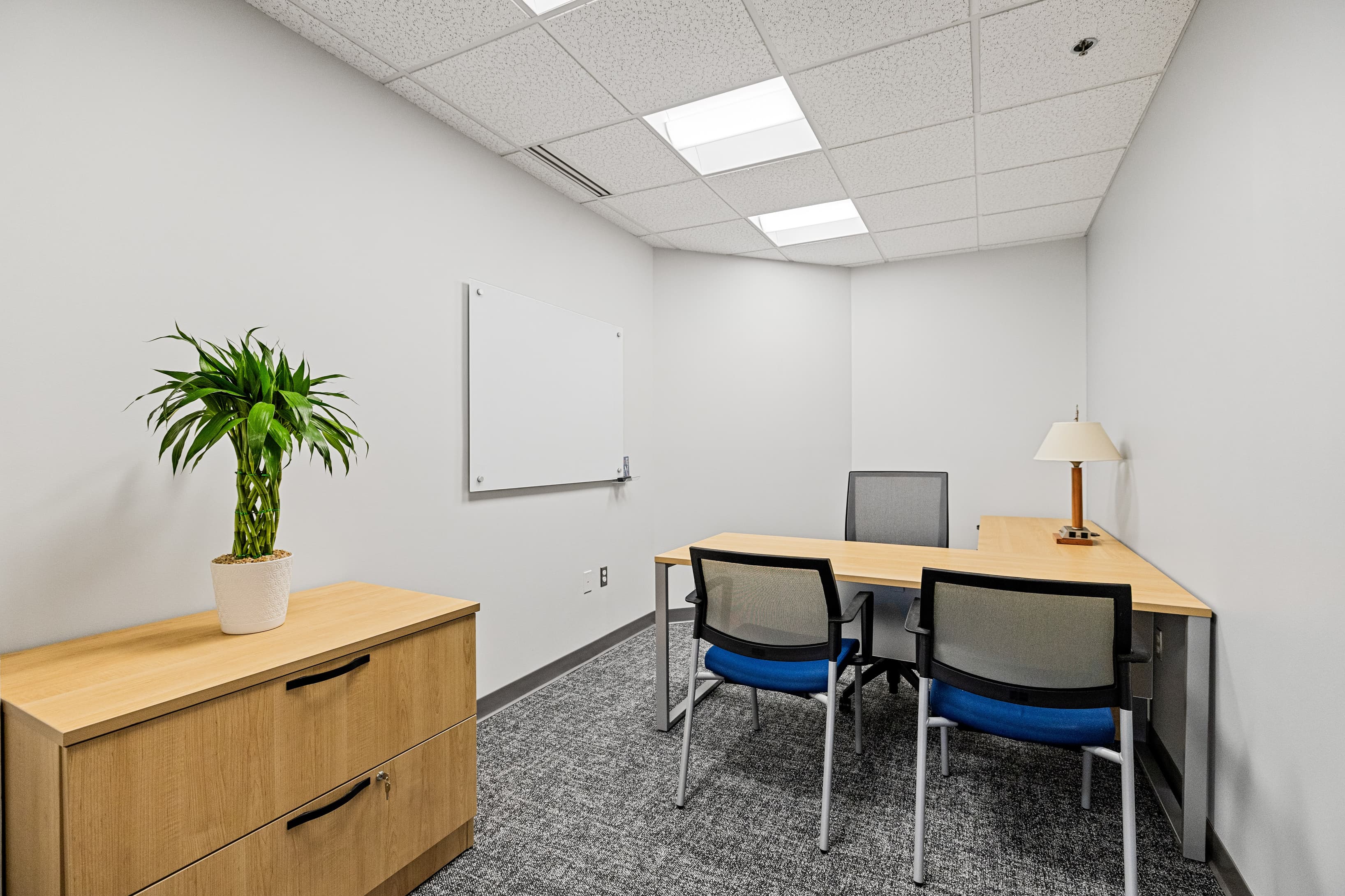 Different sized interior private offices available. Different sized interior private offices available.